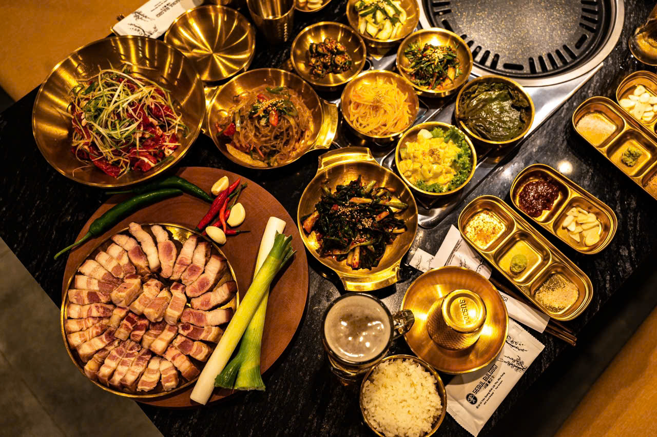Assortment of Korean banchan side dishes